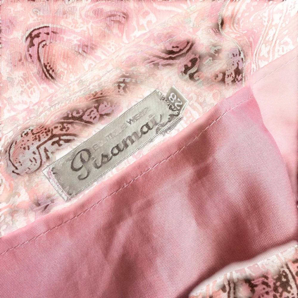 Pisamai Boutique Wear Vintage Pink Paisley Midi Skirt A-Line Lined Size 28 Y2k - Picture 4 of 5